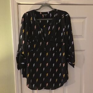 Torrid Black Blouse with Multicolor Lightning Print